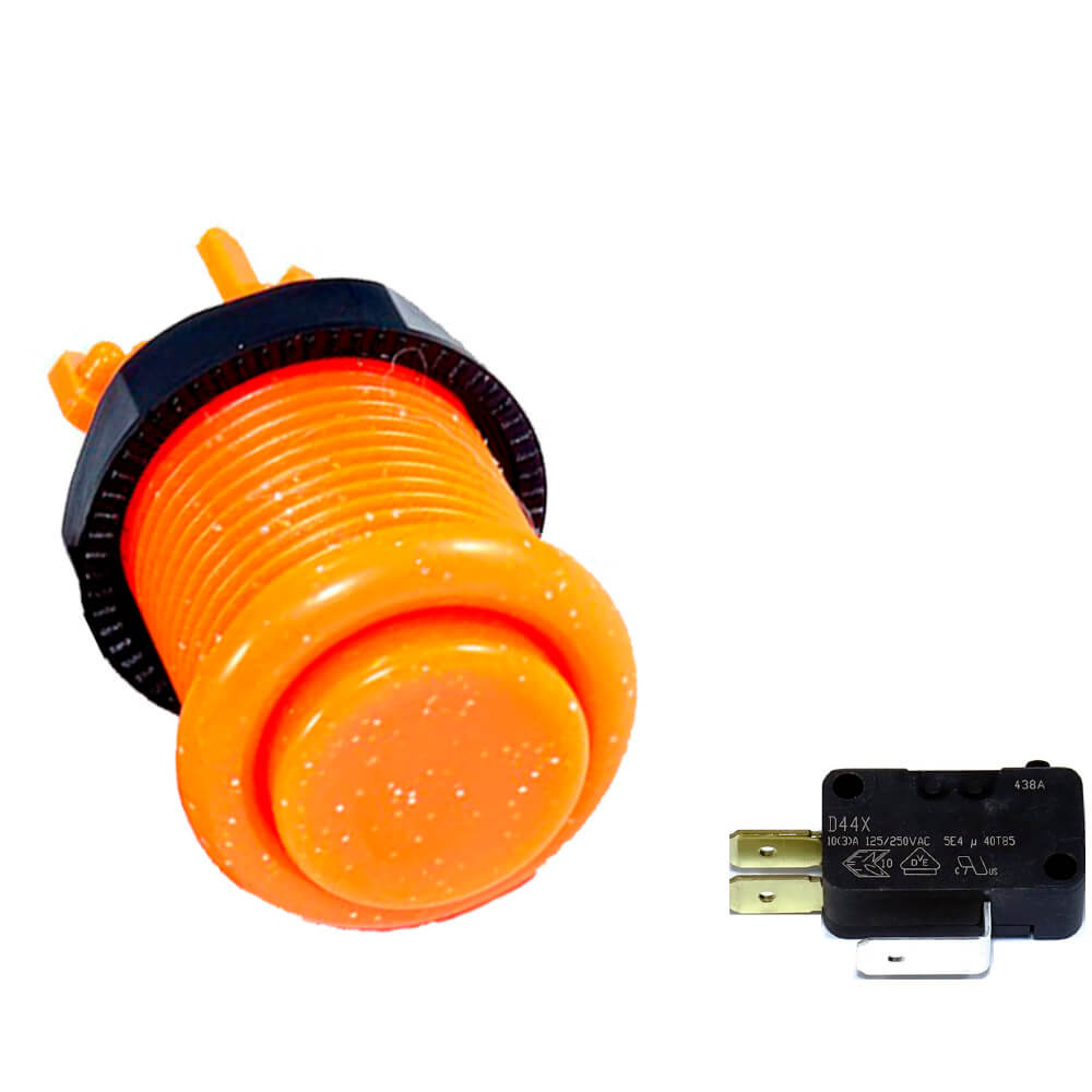 Botón Arcade Cóncavo PSL-L Naranja Fluor Purpurina de Industrias Lorenzo