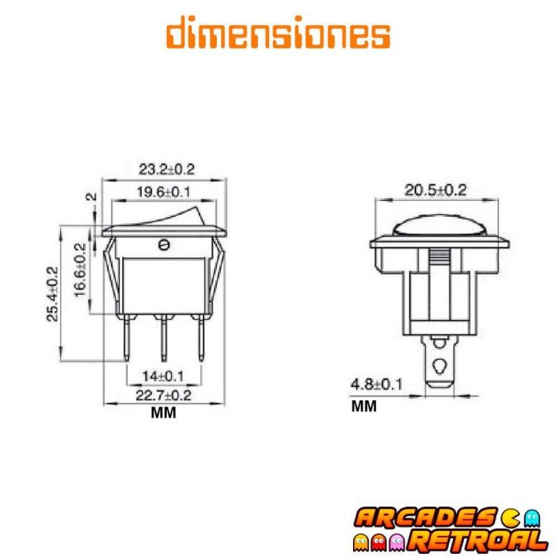 Alternative view of Interruptor Iluminado 220V 3 Pines Arcade