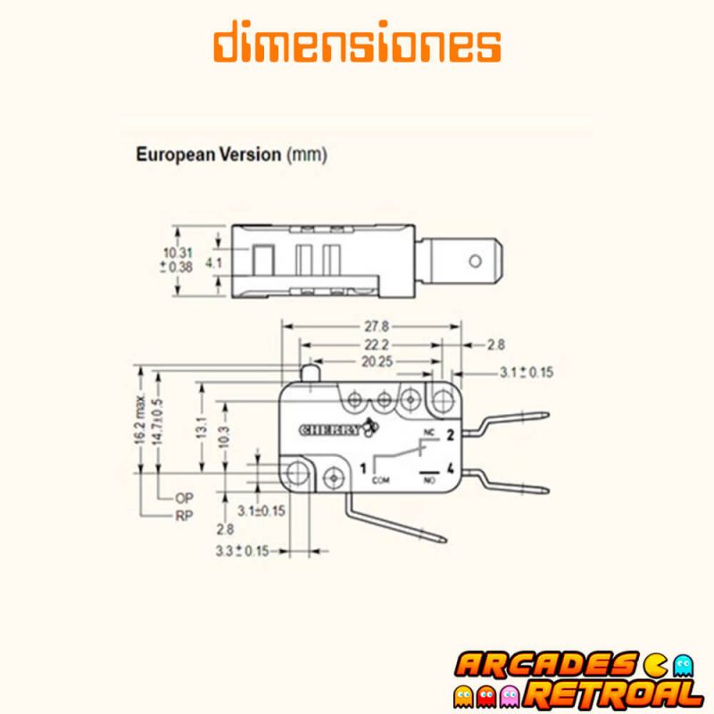 Alternative view of Microswitch Cherry D44X 4.8 mm